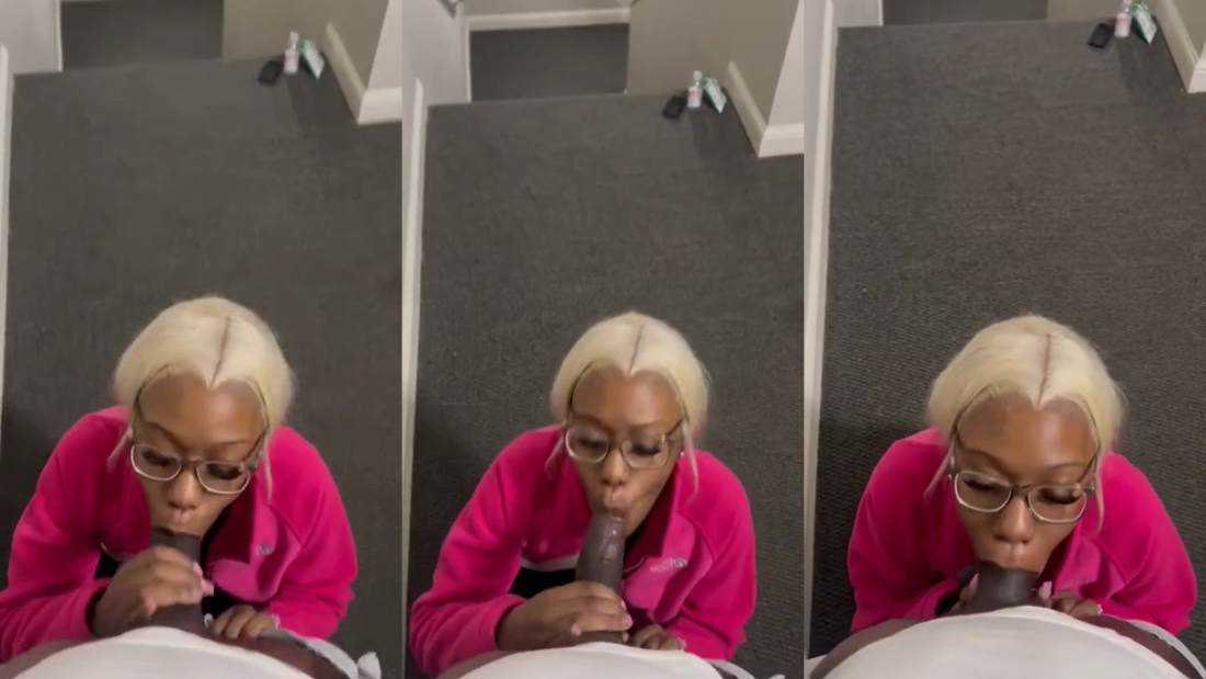 Nerdy Black Girl Sucking Black Dick