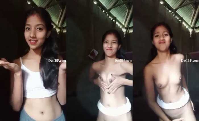 Skinny sexy girl horny masturbating and boobs showing