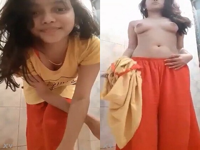 Bengali 19yo college teen topless in bathroom