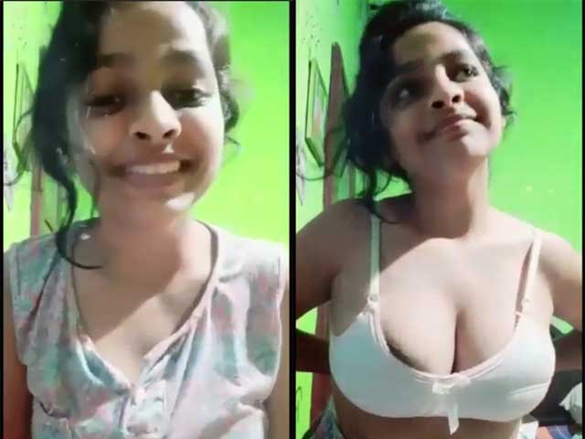 Cute Indian girl showing her big boobs