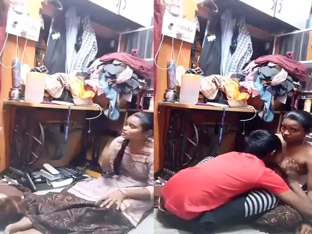 Desi boobs press and sucking in tailor shop