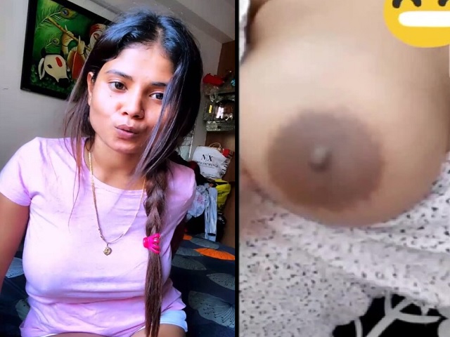 Desi video call boobs show of cute GF viral MMS