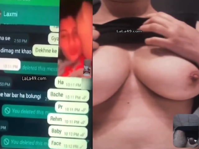 Hindi girl on WhatsApp shows her big boobs on video call
