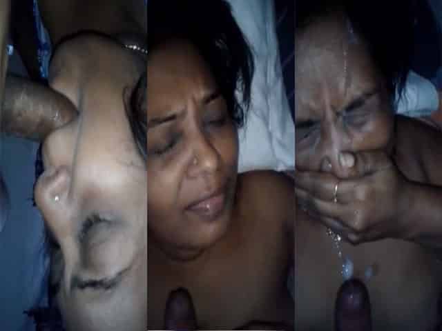 Indian wife cum facial for the first time