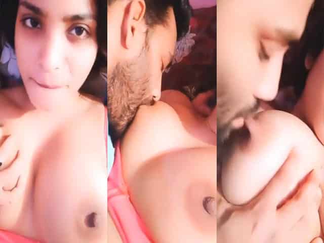 Sexy busty girlfriend with her lover Indian sex show