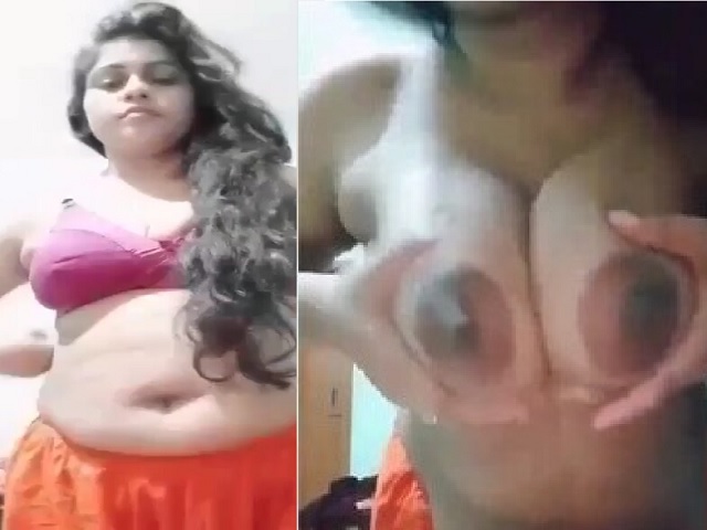Indian wife big boobs show for secret lover
