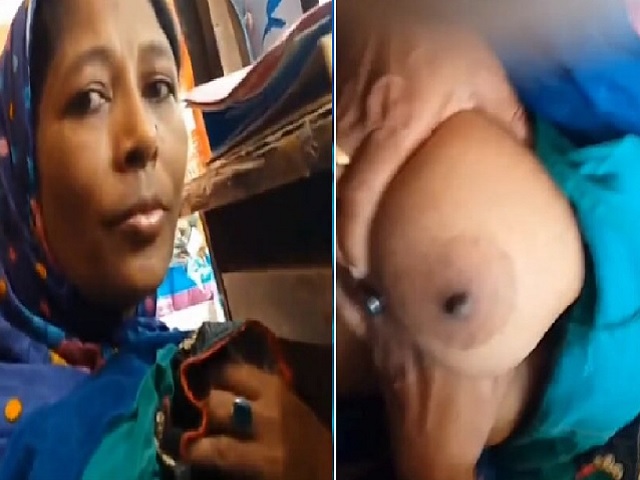 MILF milky boobs press by shopkeeper viral MMS