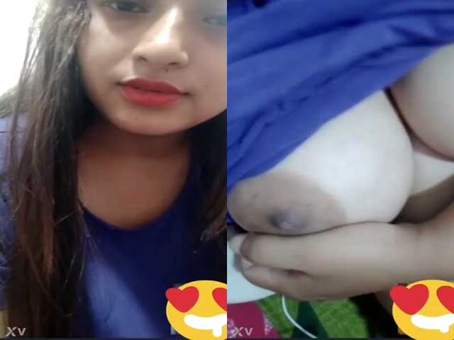 Paid girl shows her boobs on video call