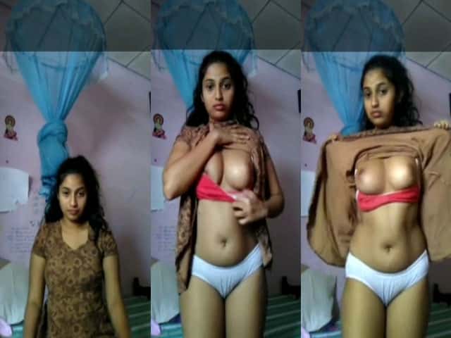 SL cute GF stripping selfie video for her boyfriend