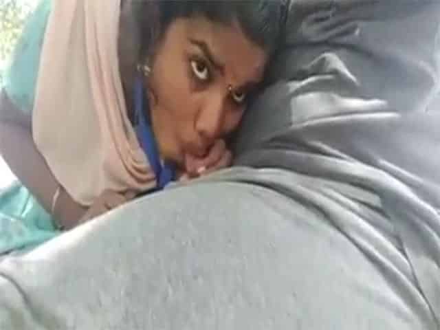South Indian office girl sucking dick outdoors