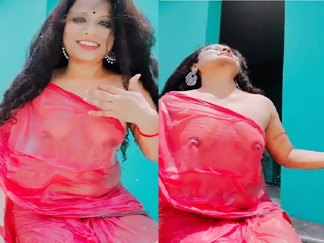 Bhabhi see through saree viral FSI nude boobs