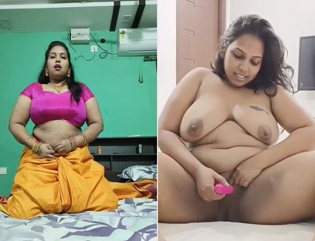 Big boobs aunty dildoing and giving blowjob to partner