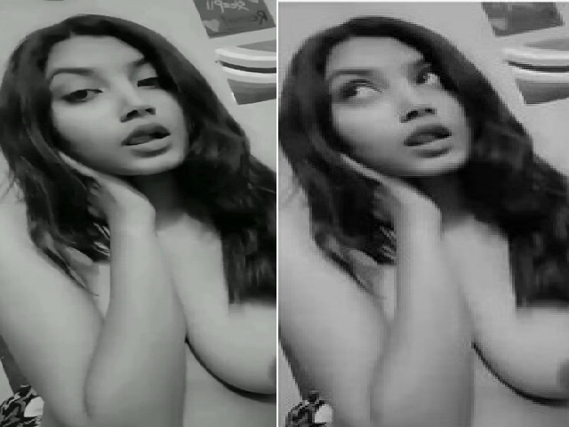 Black & white boobs show of sexy Indian girl
