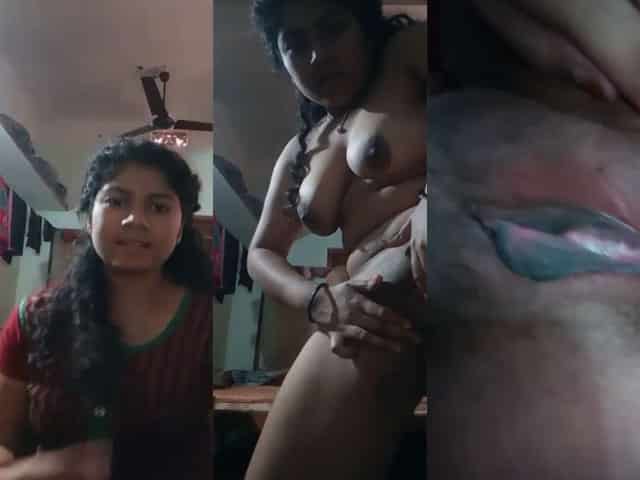 Booby Indian girl striptease show on selfie cam