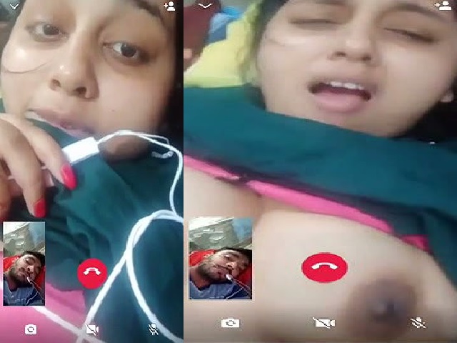 Booby girlfriend video call chat showing big tits