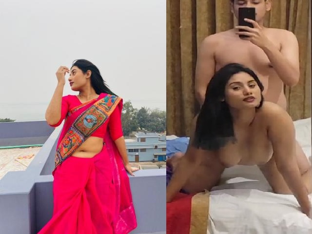 Chubby Bengali naked doggy fucking in front of mirror
