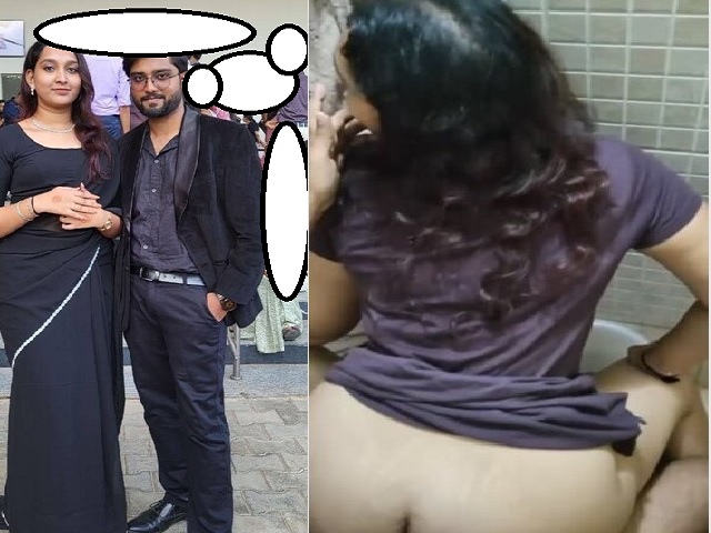 College students fucking in restroom in standing state