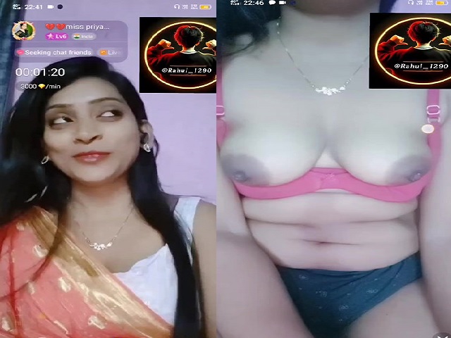 Cute Chamet cam girl Priya shows small and sexy boobs