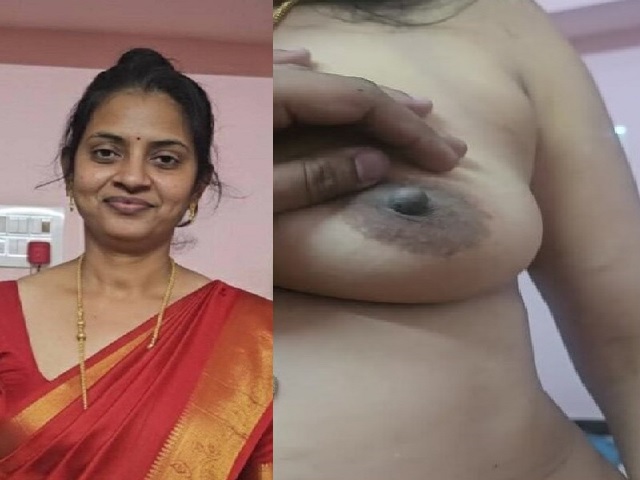 Cute Telugu wife boob press by lover viral scandal MMS
