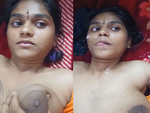 Cute eyes bhabhi Desi blowjob and cum facial
