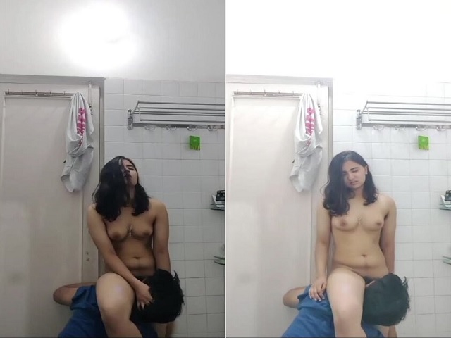 Cute girl pussy licking in standing position xxx MMS