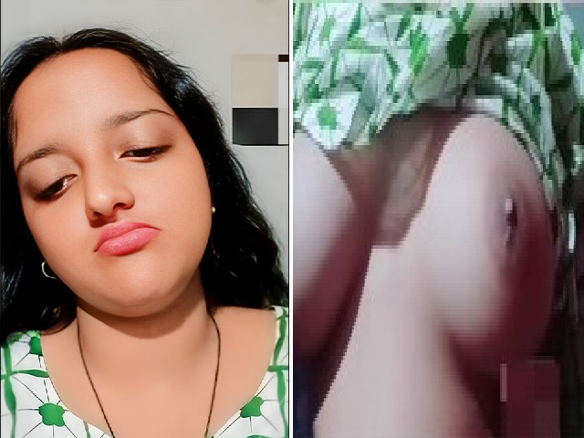 Cute girlfriend shows tits to lover on selfie video