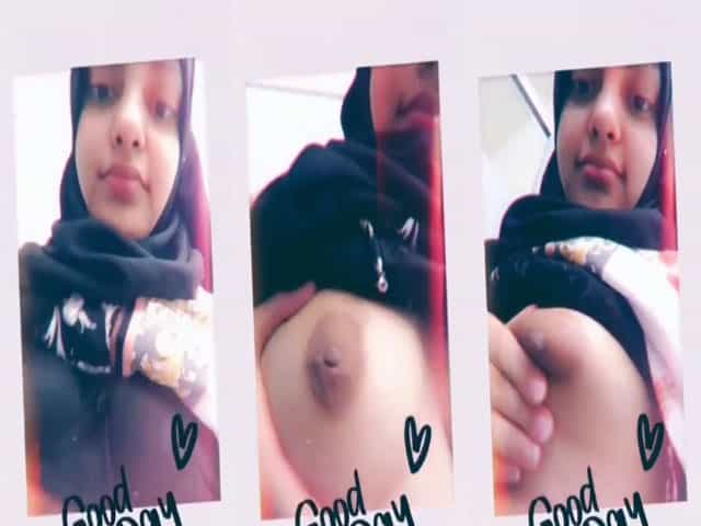 Cute hijabi girl shows her big boobs on cam
