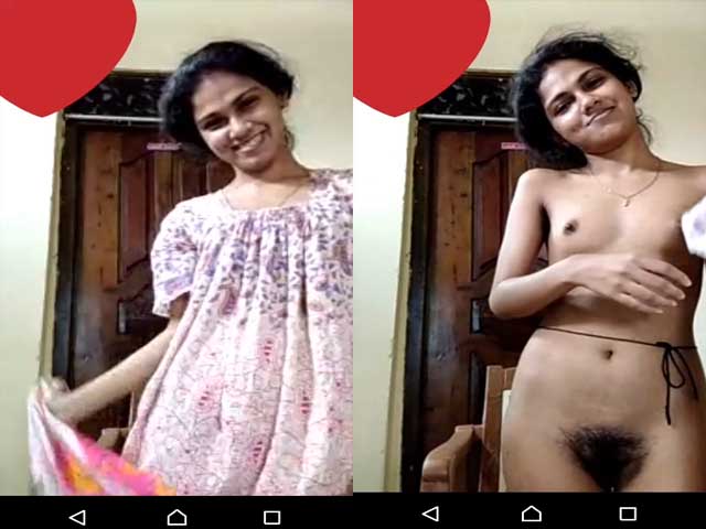 Dense hairy pussy girl nude show on VC