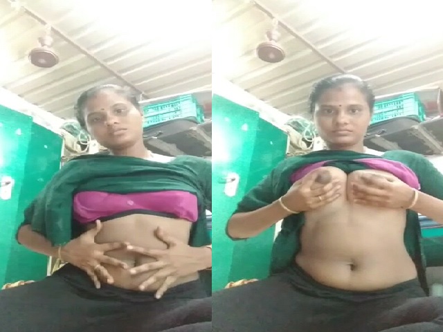 Desi village girl topless round boob press