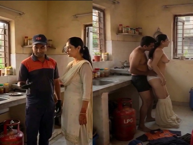 Gas delivery boy fucking hot bhabhi in kitchen