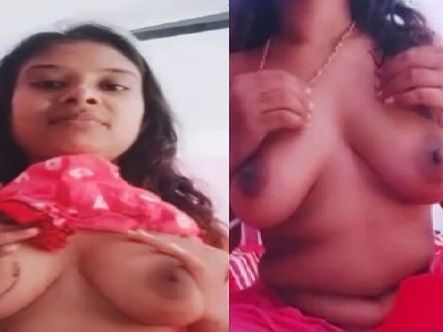 Girlfriend pulling big boobs out from dress