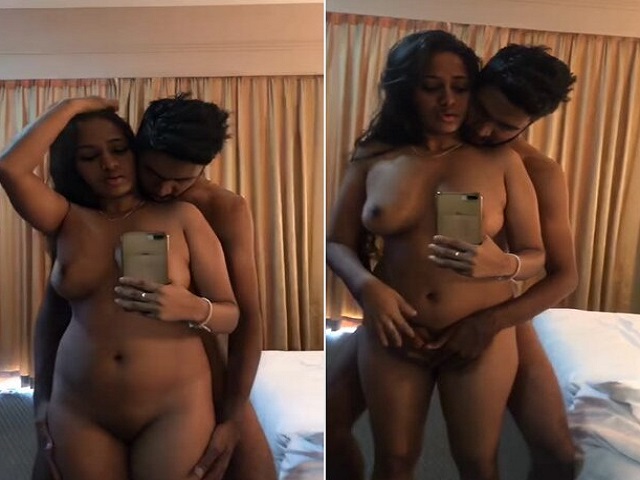 Girlfriend romance in hotel room with her rich boyfriend