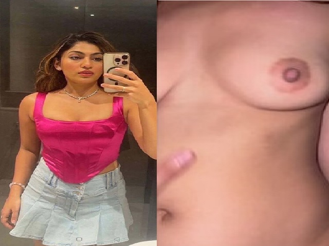 Girlfriend small boobs press while riding dick