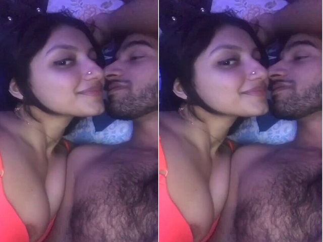 Hairy Indian boyfriend kissing his GF and romance