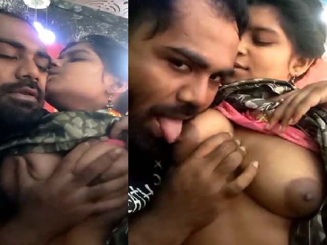 Hard boob press of Bengali girl in restaurant
