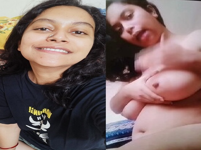 Huge boobs pressing girlfriend Desi sexy MMS