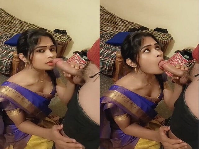 Mallu hot blowjob girl in saree reveals cleavage