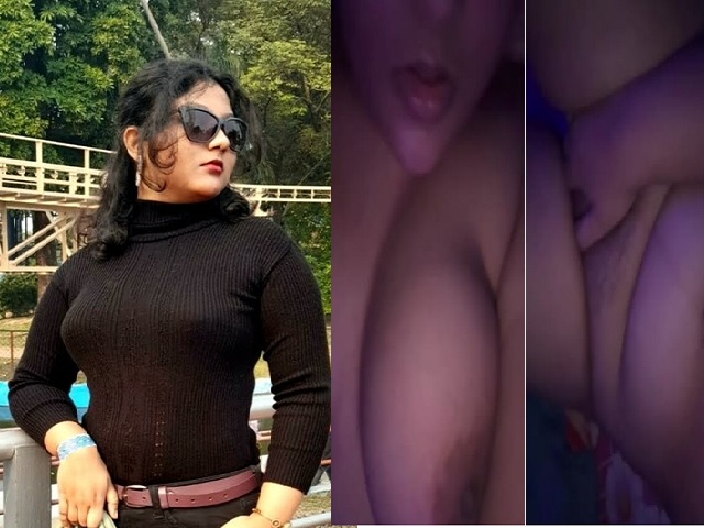 Modern Indian girl showing round boobs and fingering pussy