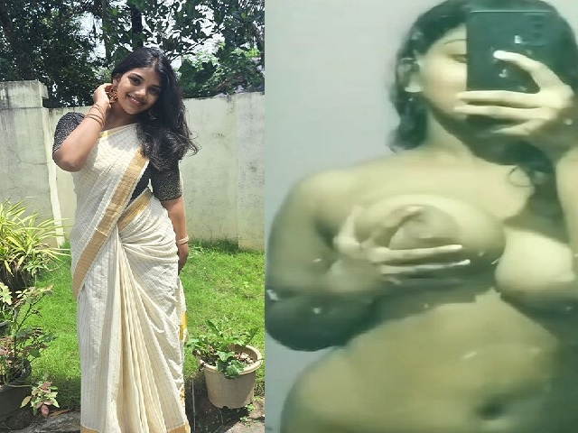 Naadan mallu girlfriend showing big boobs before mirror
