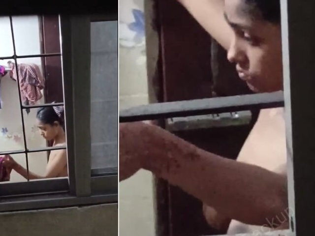 Neighbor girl dress change after nude bath caught