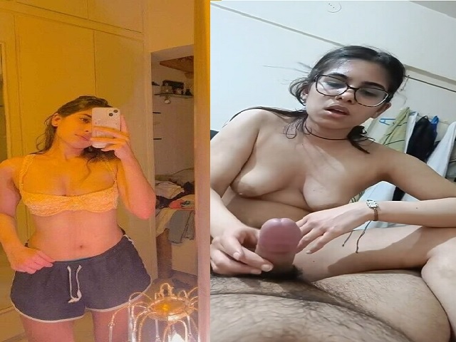 Nerdy Indian girlfriend blowjob in nude to boyfriend