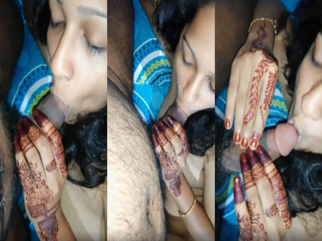 Newly married wife blowjob to her husband