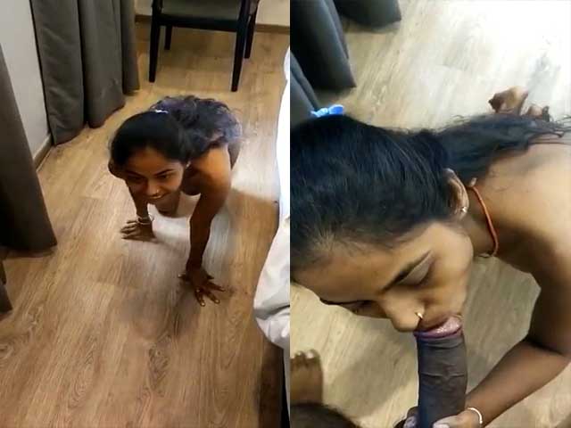 Obidient call girl giving hot blowjob to client
