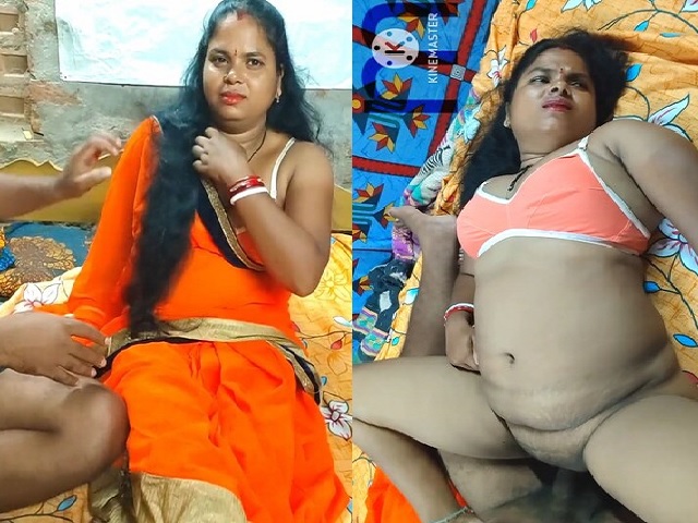 Orange saree bhabhi fucking Indian porn sex