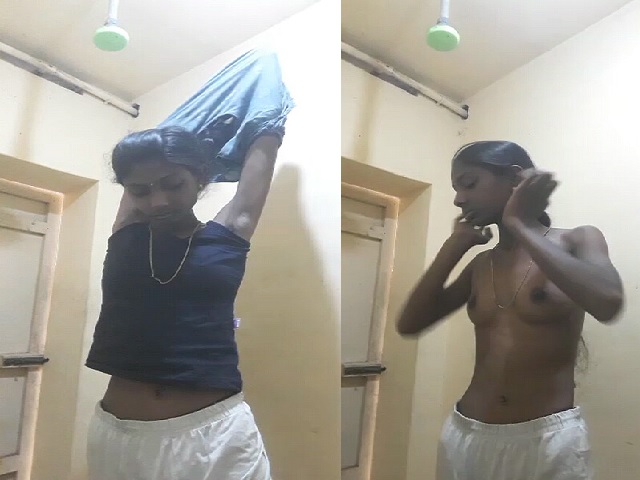Slim Tamil girl sex tease nude show before bath