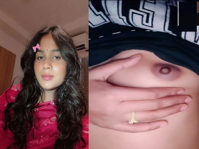Small boobs Indian GF playing with wet pussy hole