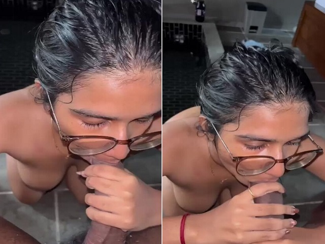 Submissive Indian girl sucking big dick of master