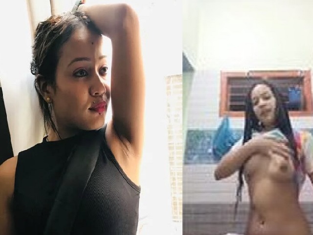 Tattooed Assamese girl nude bath after viral strip