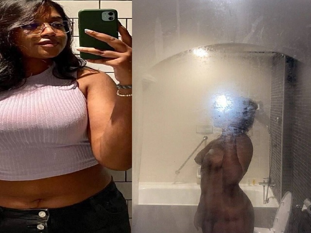 Thick ass Malaysian Tamil girl standing nude before mirror