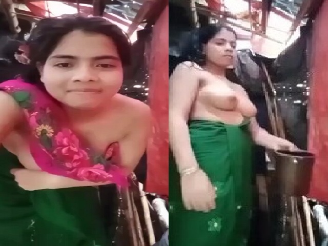 Village desi girl nude show for lover before bath
